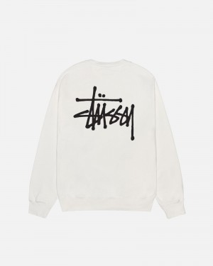 Stussy Basic Crew Pigment Dyed Sweatshirts Beige | 50714-PIKG