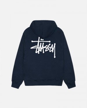 Stussy Basic Hoodie Donkerblauw | 98516-XGSU