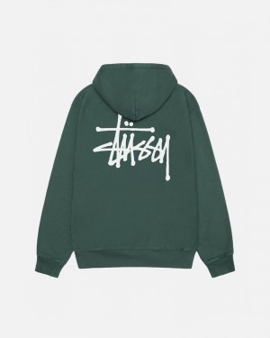 Stussy Basic Pigment Dyed Hoodie Groen | 89521-KEYQ