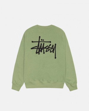 Stussy Basic Stüssy Crew Sweatshirts Groen | 86912-IKJV