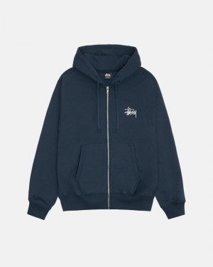 Stussy Basic Zip Hoodie Donkerblauw | 20914-ZTVJ