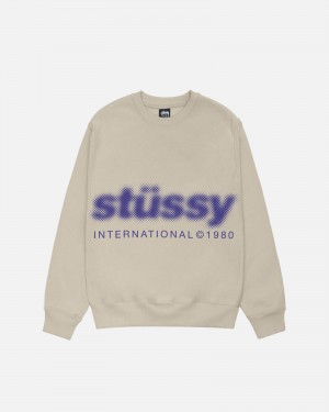 Stussy Blur Crew Sweatshirts Khaki | 40895-NODI