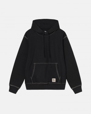 Stussy Contrast Stitch Label Hoodie Zwart | 17465-HJND