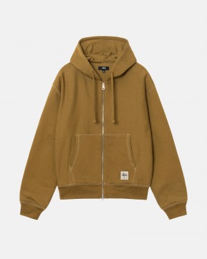 Stussy Double Face Label Zip Hoodie Olijfgroen | 86243-FARM