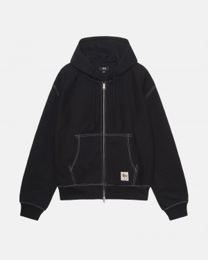 Stussy Double Face Label Zip Hoodie Zwart | 94138-CWFR