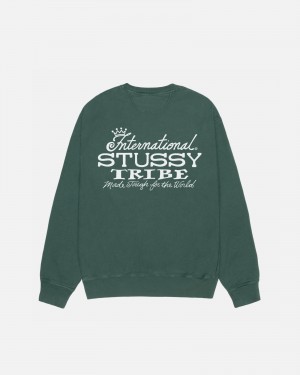 Stussy Ist Crew Pigment Dyed Sweatshirts Groen | 26059-YOBD