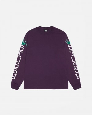 Stussy Jumbo Ls Pigment Dyed Truien Paars | 41207-NFIT