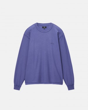 Stussy Lazy Ls T-shirts Diepblauw | 09345-KSOZ