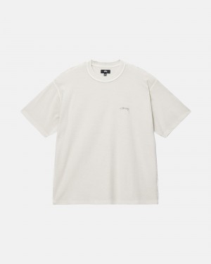 Stussy Lazy T-shirts Beige | 14923-QDWU