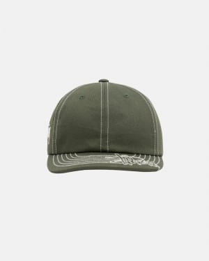 Stussy Low Pro Basic Stitch Strapback Hoeden Olijfgroen | 02615-YLBE