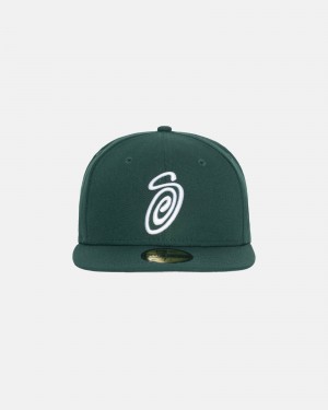 Stussy New Era 59fifty Curly S Hoeden Groen | 83157-PEDR