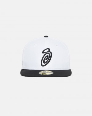 Stussy New Era 59fifty Curly S Hoeden Wit Zwart | 29307-NDQE