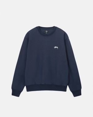 Stussy Stock Logo Crew Sweatshirts Donkerblauw | 06247-UNRZ