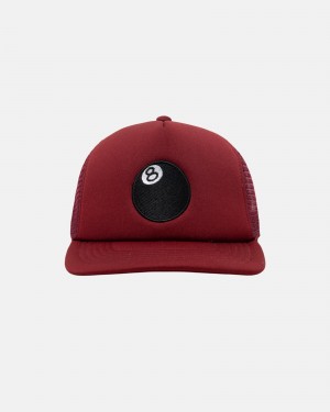 Stussy Trucker 8 Ball Snapback Hoeden Rood | 34561-HYPK