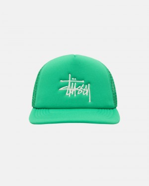 Stussy Trucker Big Basic Snapback Hoeden Groen | 71560-JFTG