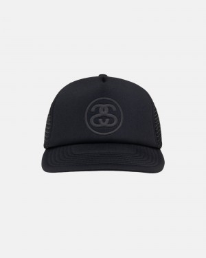 Stussy Trucker Ss-Link Snapback Hoeden Zwart | 45320-VOUP