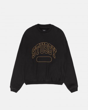 Stussy Varsity Oversized Crew Sweatshirts Zwart | 24913-JTZI