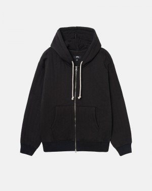 Stussy Vertical Gewatteerd Zip Hoodie Zwart | 69150-ZPFS