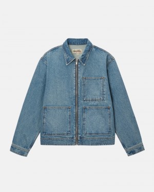 Stussy Zip Werk Denim Jassen Blauw | 54810-MJGZ