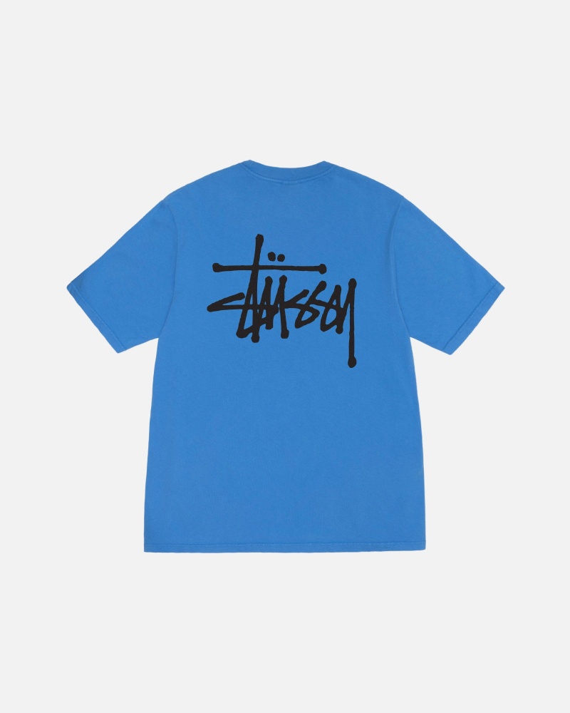 Stussy Basic Pigment Dyed T-shirts Blauw | 94382-AJUR