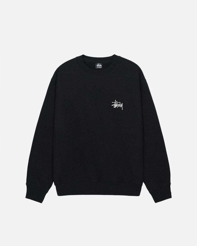 Stussy Basic Stüssy Crew Sweatshirts Zwart | 49185-LMQD