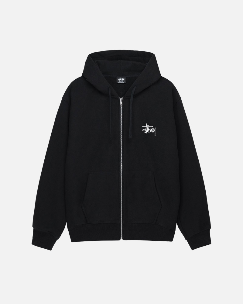 Stussy Basic Zip Hoodie Zwart | 31645-MHVG