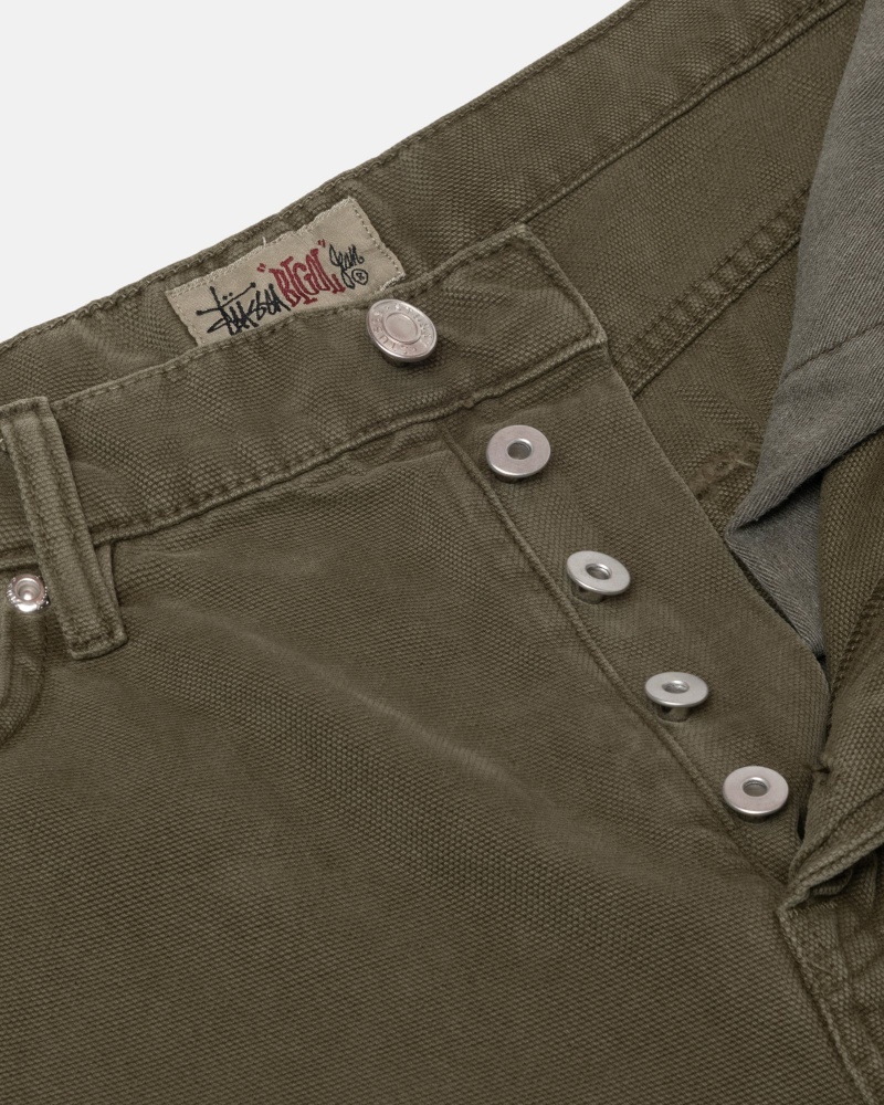 Stussy Big Ol' Washed Canvas Jeans Olijfgroen | 97084-UEVK