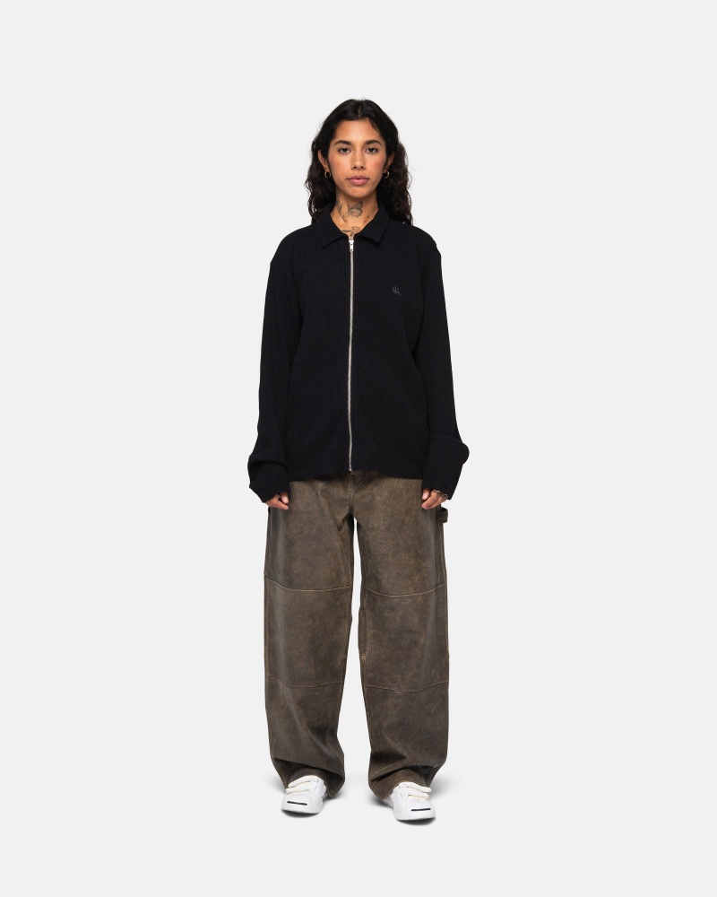 Stussy Big Thermal Zip Jassen Zwart | 16847-KTXF