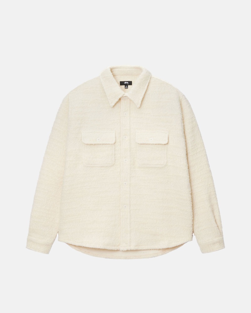 Stussy Boucle Wol Cpo Shirts     Beige | 21738-LPDR