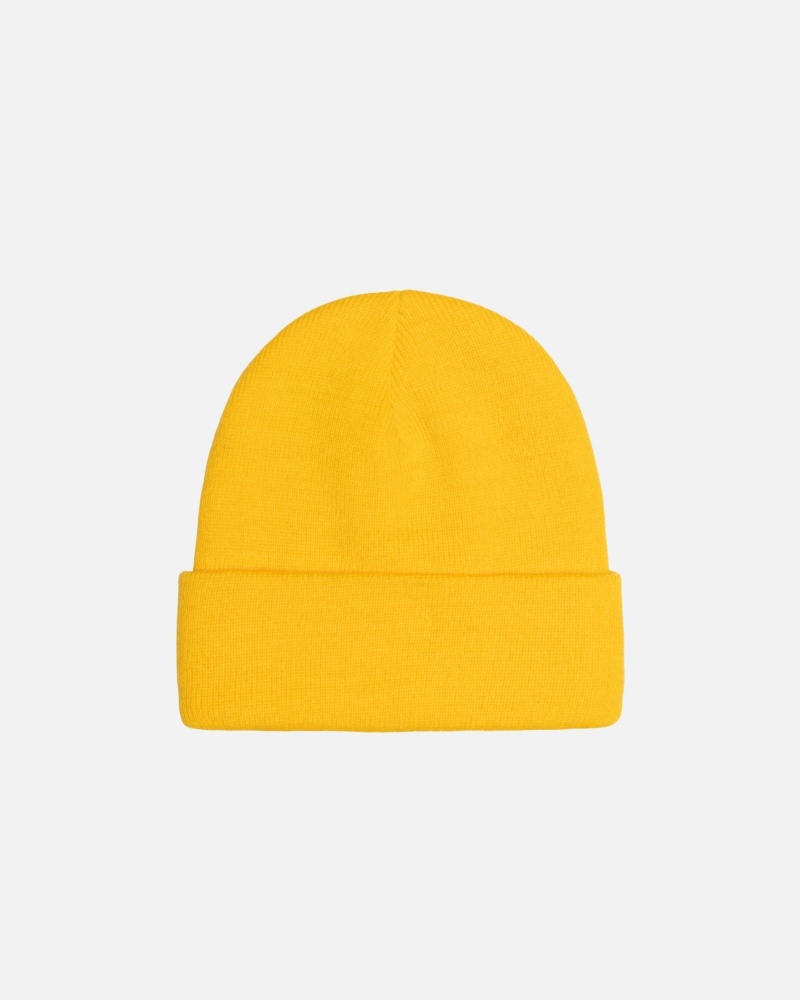 Stussy Cuff Beanie Stock Hoeden Mosterdgeel | 28561-PXTQ