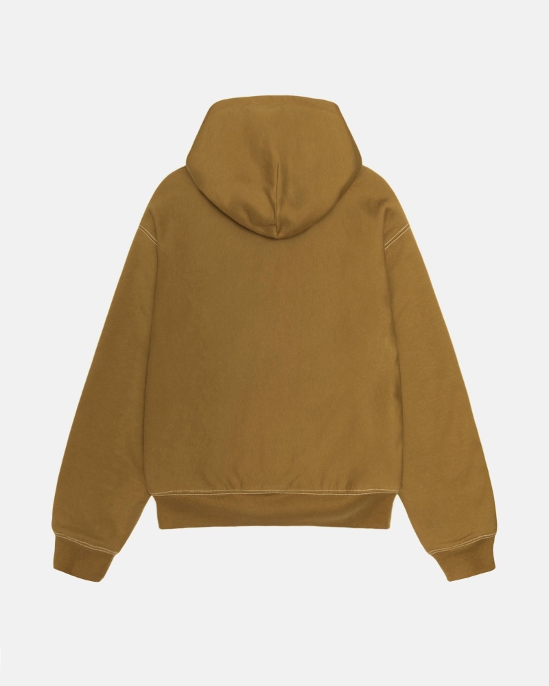 Stussy Double Face Label Zip Hoodie Olijfgroen | 86243-FARM