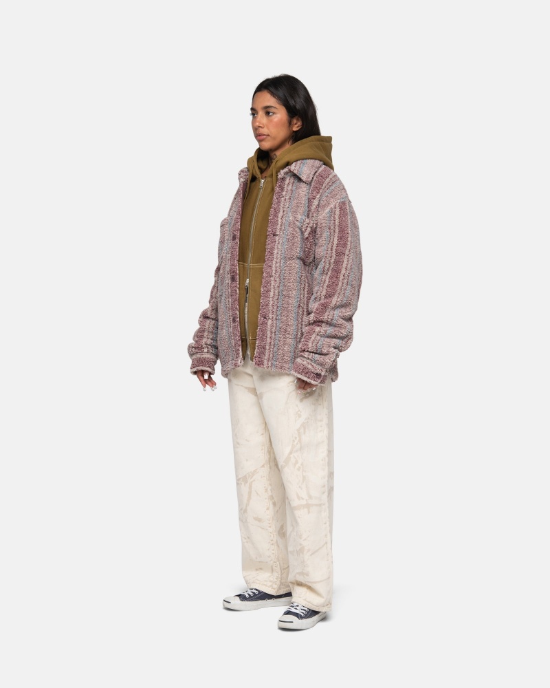 Stussy Gestreept Sherpa Shirts     Gekleurd | 80713-YAZE