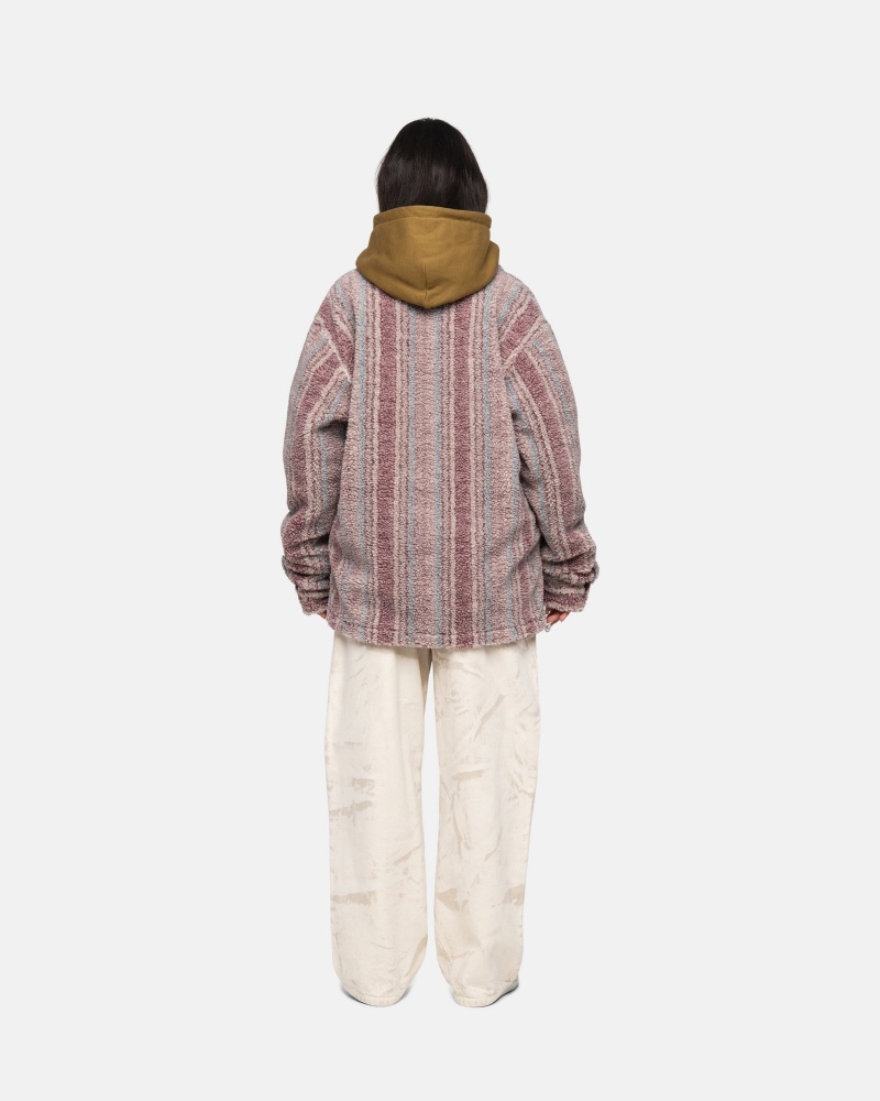 Stussy Gestreept Sherpa Shirts     Gekleurd | 80713-YAZE