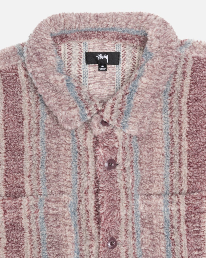 Stussy Gestreept Sherpa Shirts     Gekleurd | 80713-YAZE