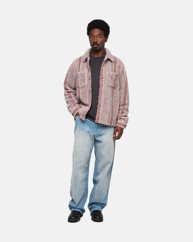 Stussy Gestreept Sherpa Shirts     Gekleurd | 80713-YAZE