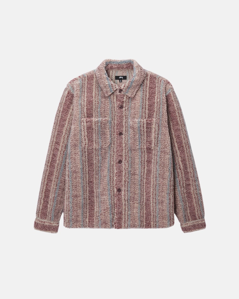 Stussy Gestreept Sherpa Shirts     Gekleurd | 80713-YAZE