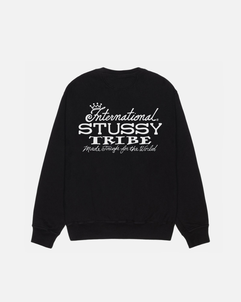 Stussy Ist Crew Pigment Dyed Sweatshirts Zwart | 18079-PIRV