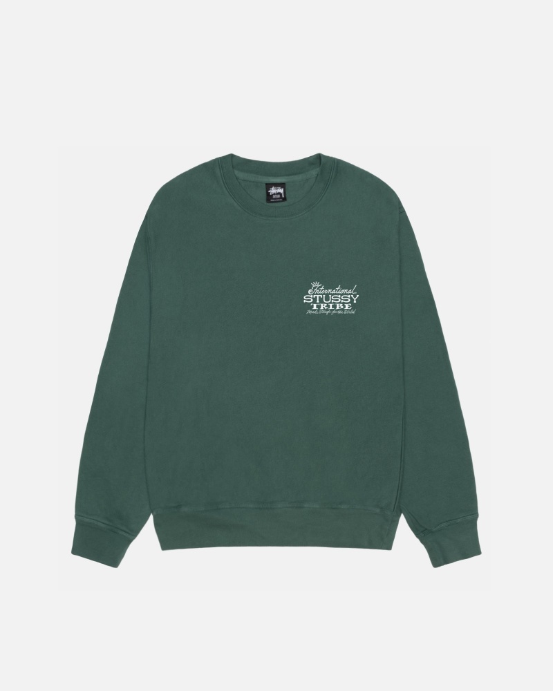 Stussy Ist Crew Pigment Dyed Sweatshirts Groen | 26059-YOBD