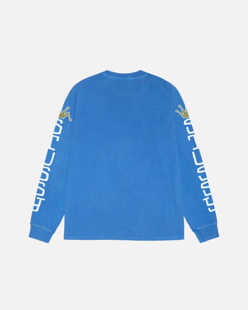 Stussy Jumbo Ls Pigment Dyed Truien Blauw | 02196-DRAK