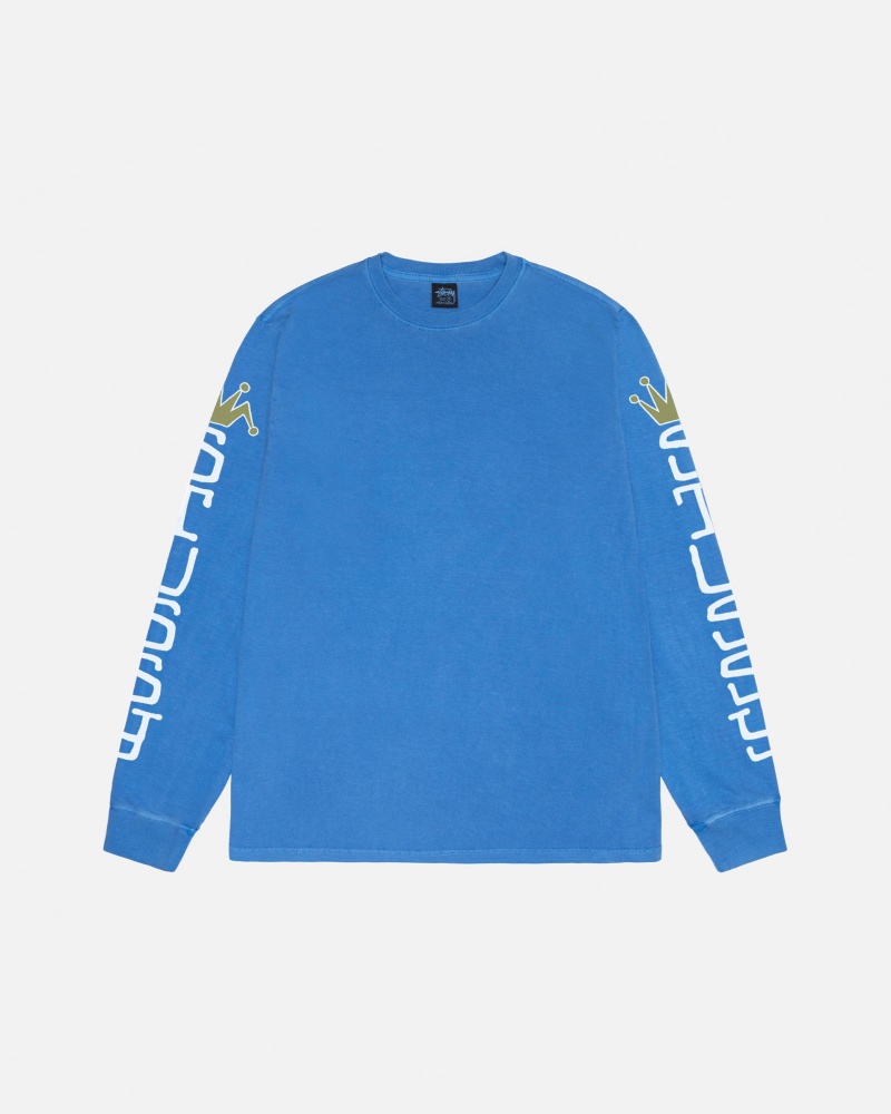 Stussy Jumbo Ls Pigment Dyed Truien Blauw | 02196-DRAK