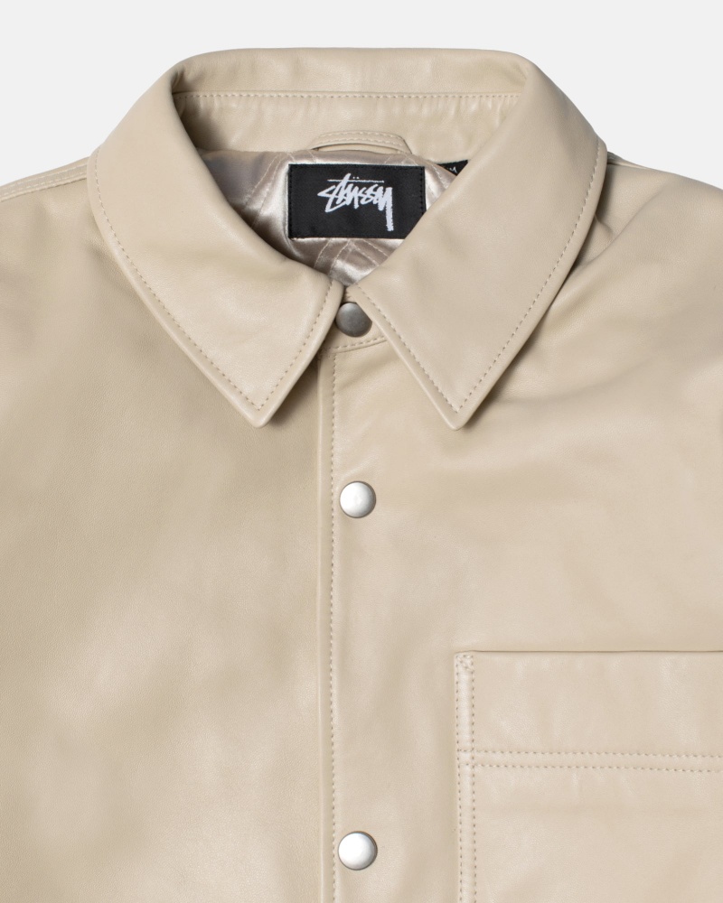 Stussy Leren Jassen Beige | 32167-NQAM