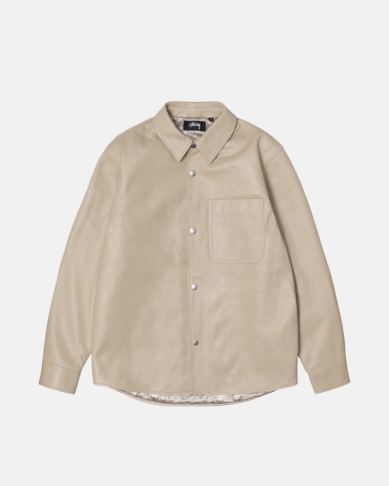 Stussy Leren Jassen Beige | 32167-NQAM