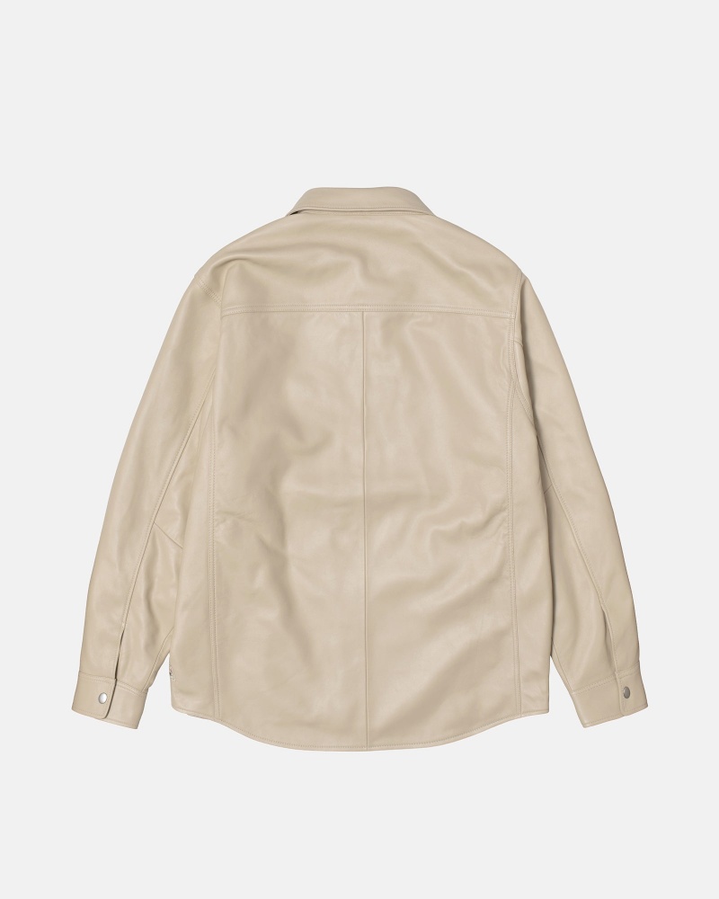 Stussy Leren Shirts     Beige | 38651-IKAD