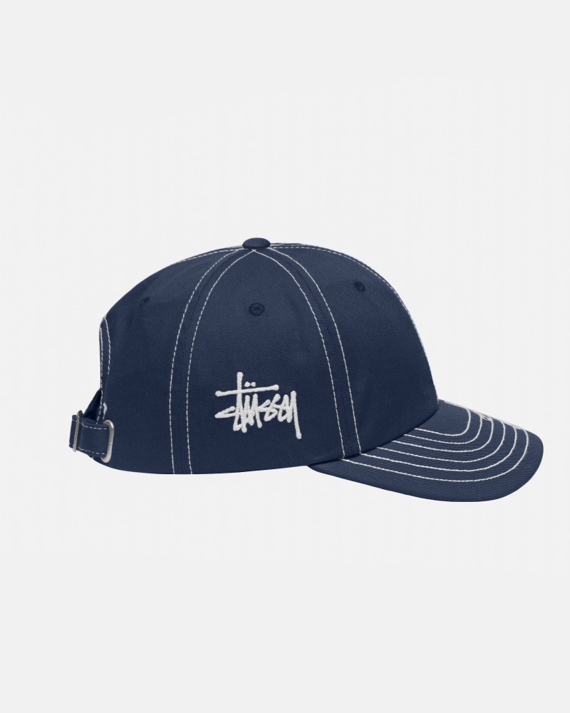 Stussy Low Pro Basic Stitch Strapback Hoeden Donkerblauw | 97301-QUSI