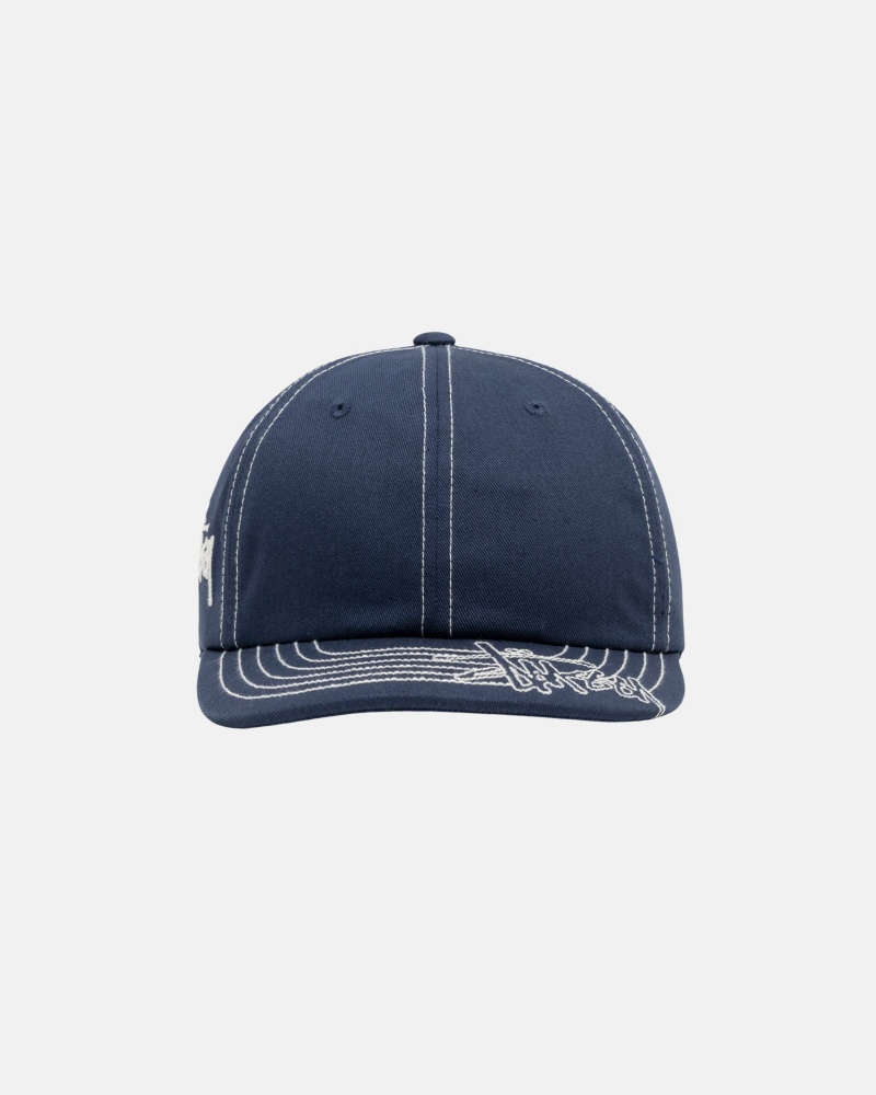 Stussy Low Pro Basic Stitch Strapback Hoeden Donkerblauw | 97301-QUSI