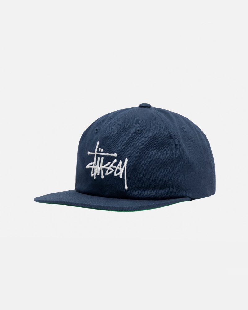 Stussy Mid-Depth Basic Strapback Hoeden Donkerblauw | 25701-DTJK