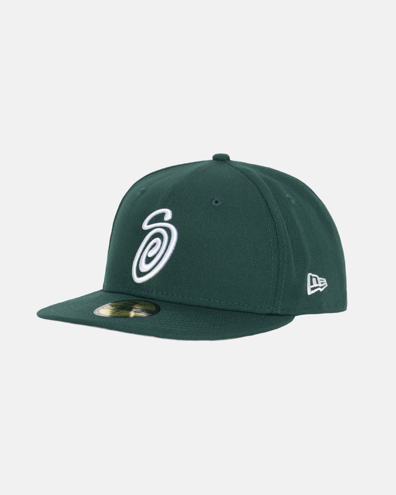 Stussy New Era 59fifty Curly S Hoeden Groen | 83157-PEDR