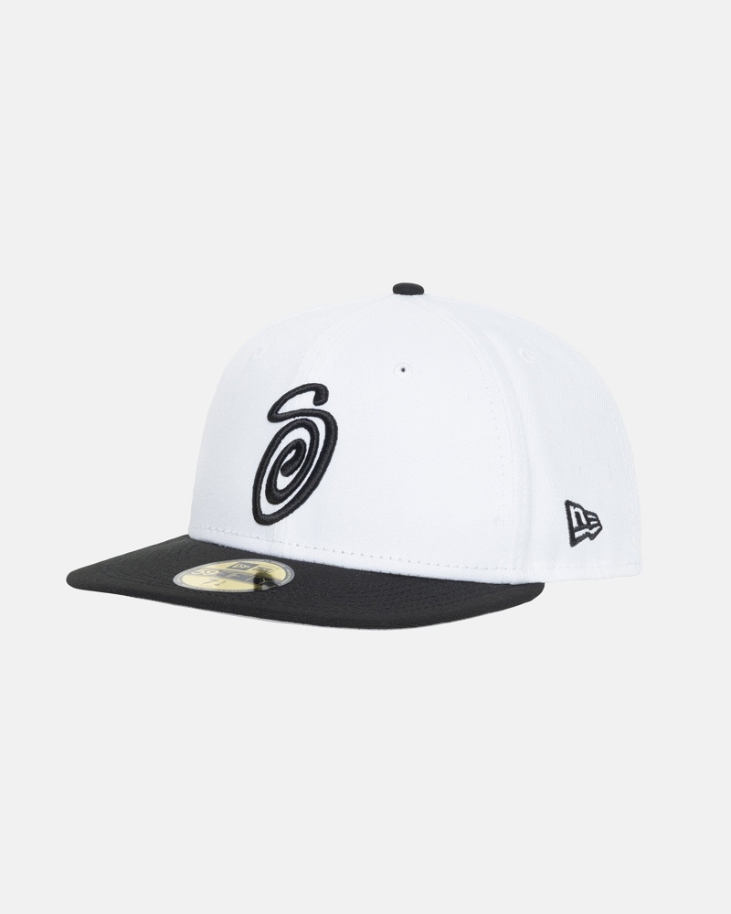 Stussy New Era 59fifty Curly S Hoeden Wit Zwart | 29307-NDQE