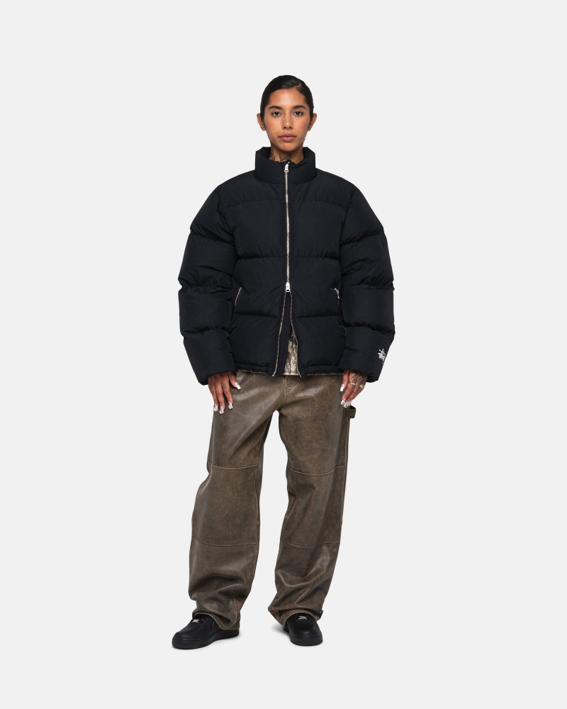 Stussy Puffer Nylon Donsjas Zwart | 98013-LIXY