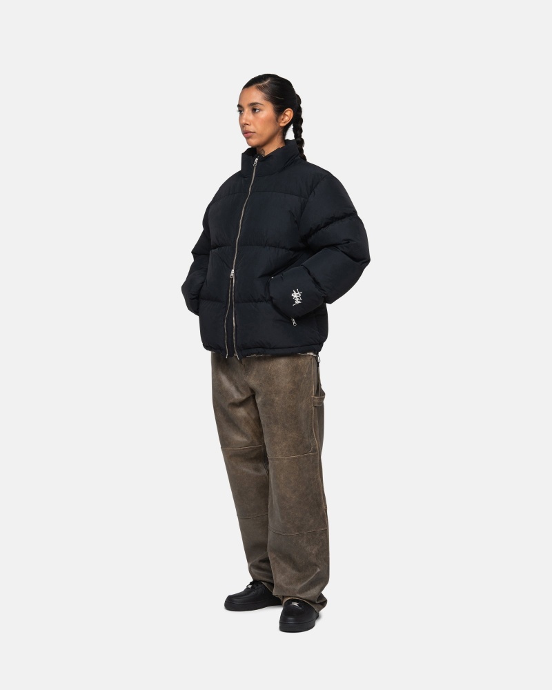 Stussy Puffer Nylon Donsjas Zwart | 98013-LIXY